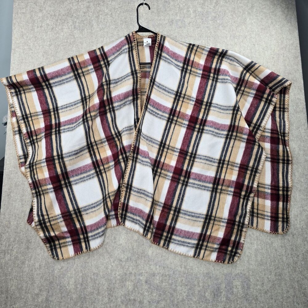 Plaid Blanket Wrap Cape By Woolrich One Size Polyester & Viscose